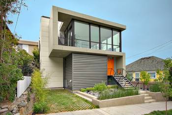 Glass on house facade