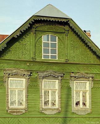 Facade decoration in Russian Mansion style
