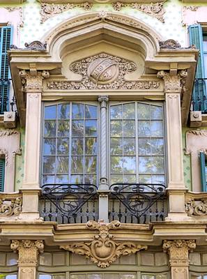Facade decoration with oriel windows