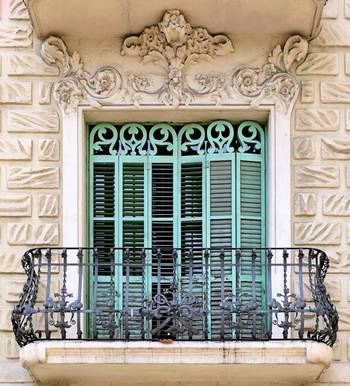 Details of turquoise facade