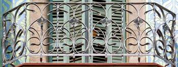 Ornate Art Nouveau Wrought Iron Balcony Railing on a Classical Facade