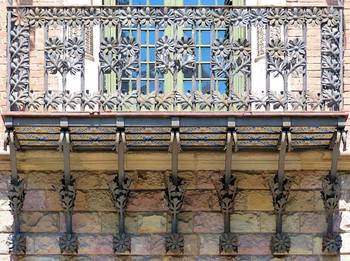 Floral Façade: Art Nouveau Metal Balcony Railing with Botanical Motifs