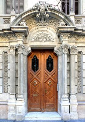 Facade decoration with doors