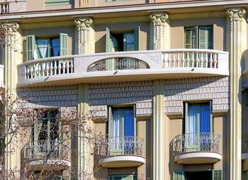 Art Nouveau style of cottage facade