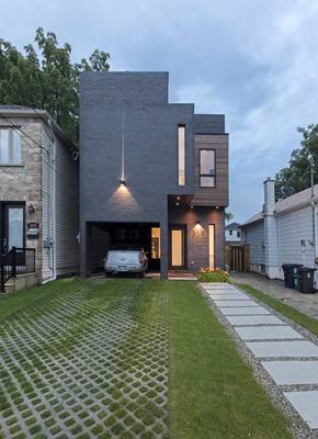 Trim of wood house facade