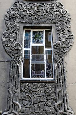 Option of stained glass on house facade