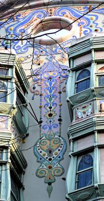 Art Nouveau style of cottage facade