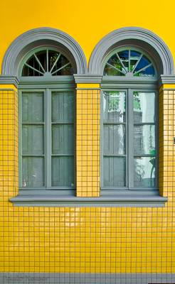 Art Nouveau style of cottage facade