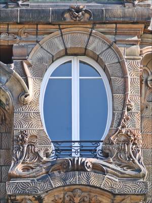 Art Nouveau style of cottage facade