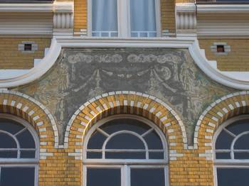 Decoration of brick facade