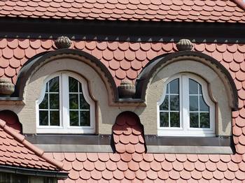 Romanesque style of cottage facade