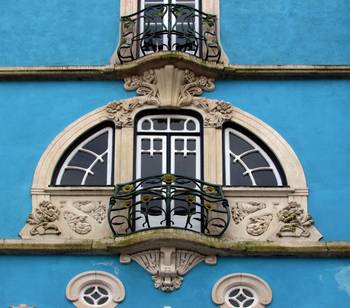 Details of blue facade