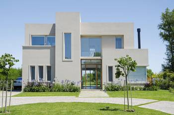 White Minimalist Facade: Cubic Geometry and Clean Lines