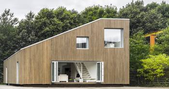 Sloped Wooden Facade: Minimalism in Natural Surroundings