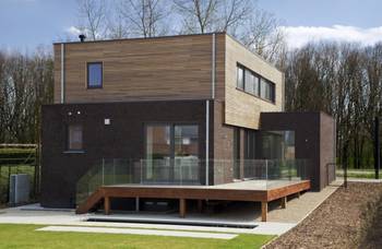 Cladding of wood planks country house