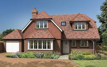 Elegant Brick Cottage with Tiled Facade in English Style