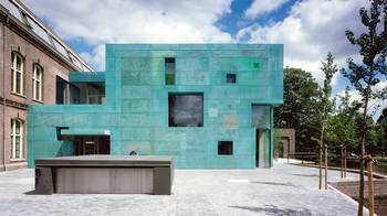 House with turquoise parts