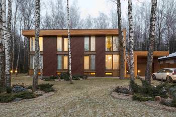 Trim of wood planks country house