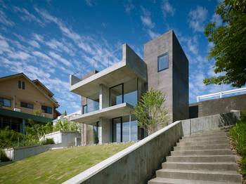 Trim of concrete house facade