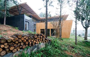 Decoration of wood planks country house