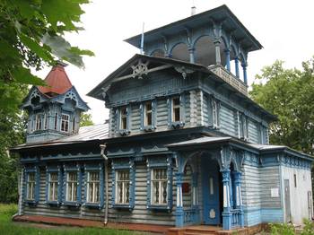 Details of blue facade