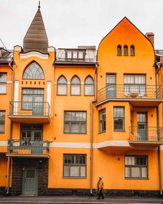 House with orange parts