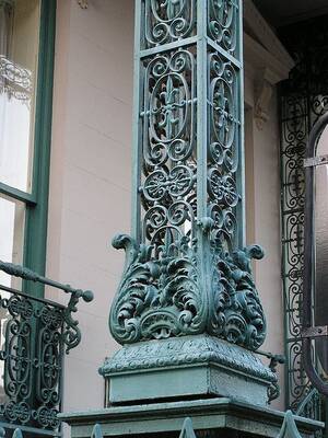 Details of turquoise facade
