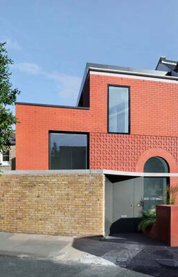 Warm Terracotta Facade with Textured Brickwork