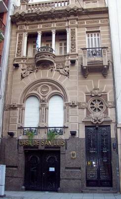 Luxurious Decorative Façade of Casa de San Luis: Eclecticism in Neo-Baroque and Art Nouveau Spirit