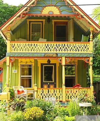 Vibrant Victorian Gingerbread Facade with Polychromatic Trim