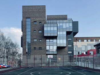 Example of dark blue facade