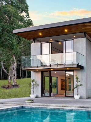 Cladding with balcony on facde