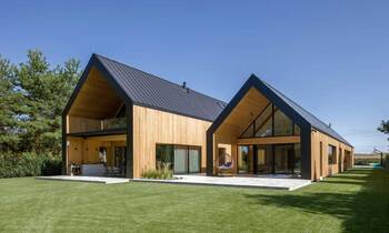 Trim of wood planks country house