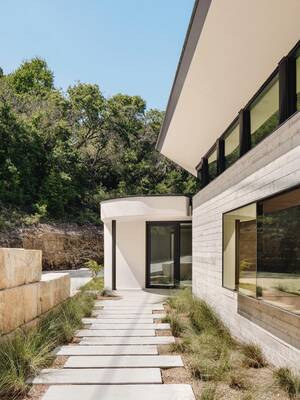 House facade with doors