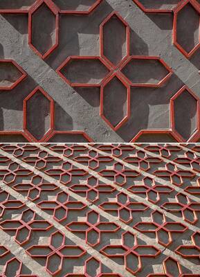 Geometric Facade Ornamentation: Terracotta Lattice in Islamic Style