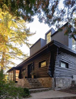 Photo of house with dark blue parts