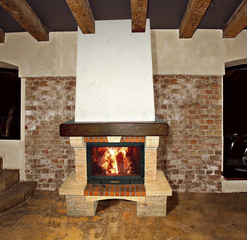 Wood-burning fireplace