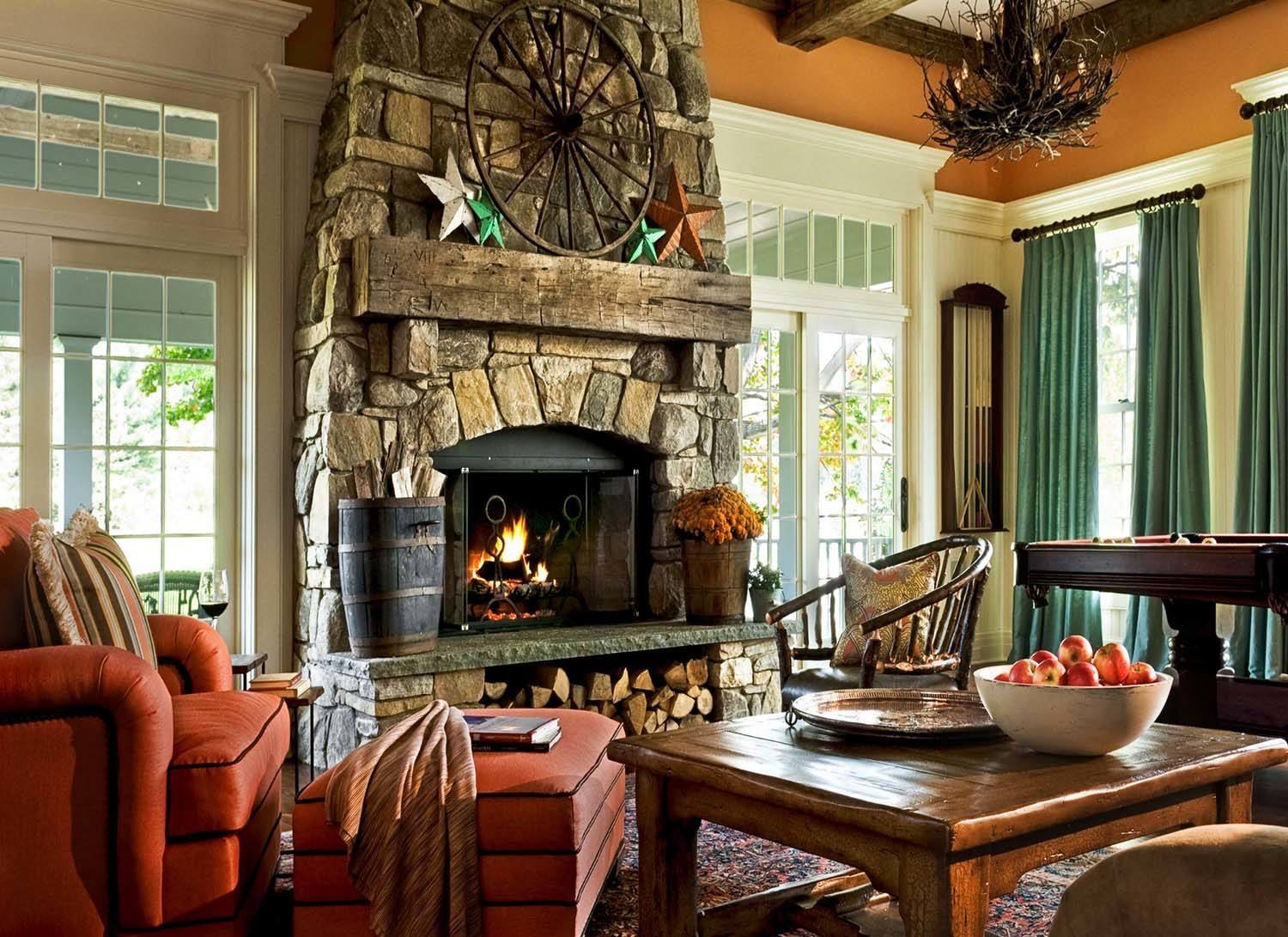 Fireplace in the country style