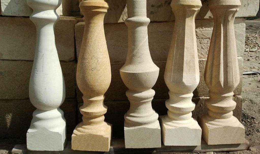 Balusters of different types of natural stone