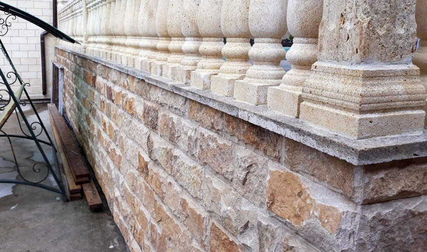 Plinth and renovation of natural stone balustrade