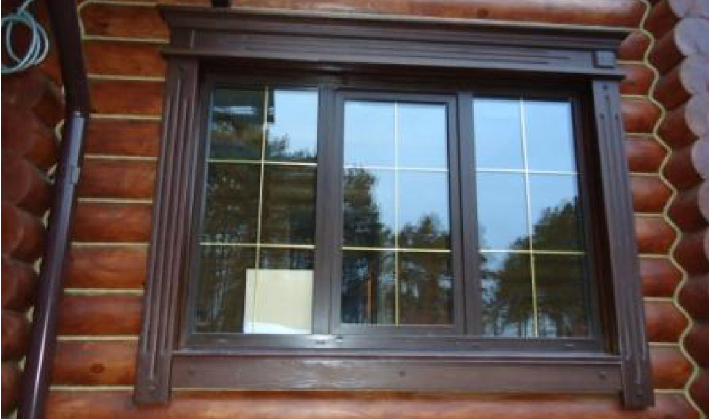 Painted wooden window frame
