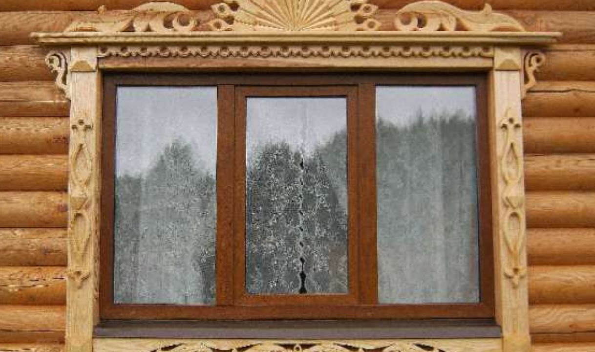 Unpainted wood window frame
