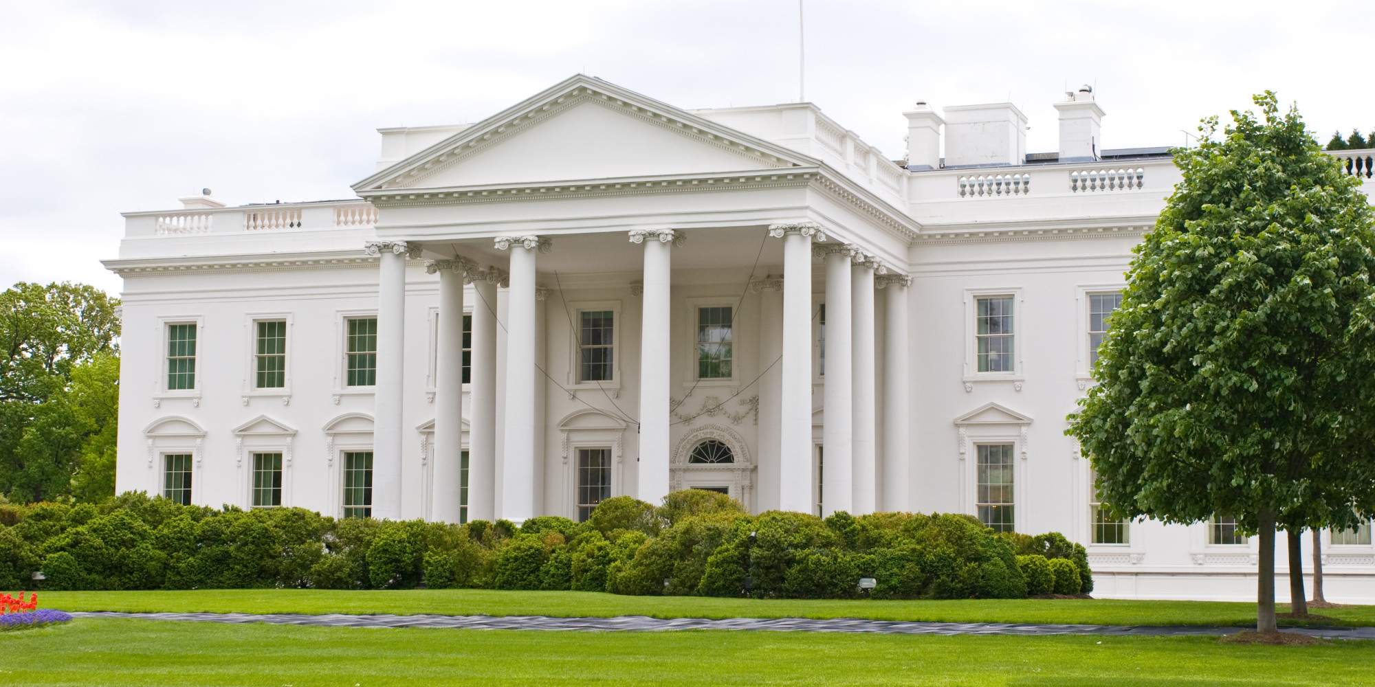 The facade of the White House.