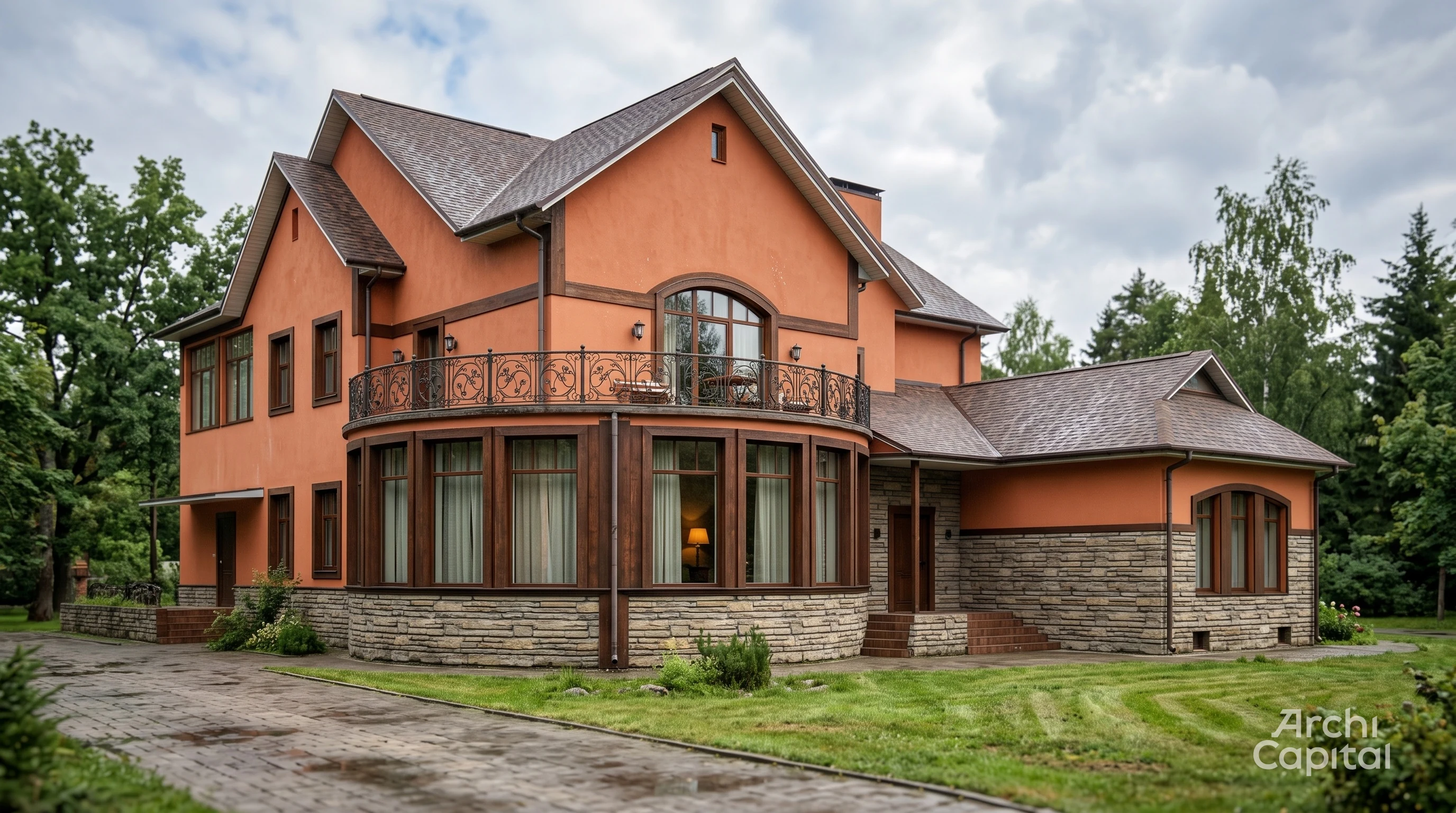 Orange colored house facade