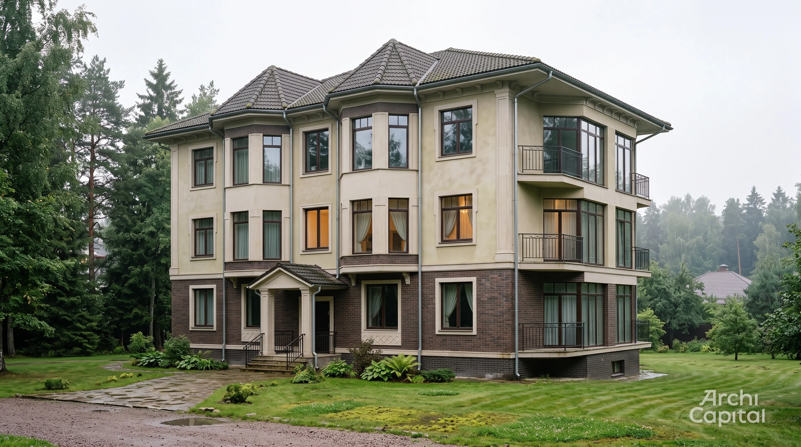 Project of the façade of a multi-storey house