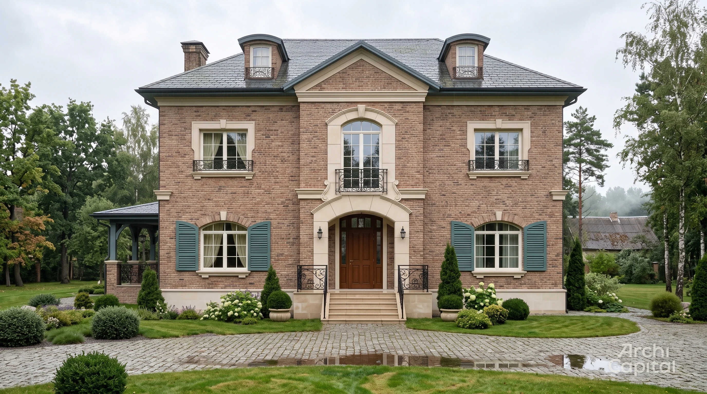 Design project of English style facade decoration