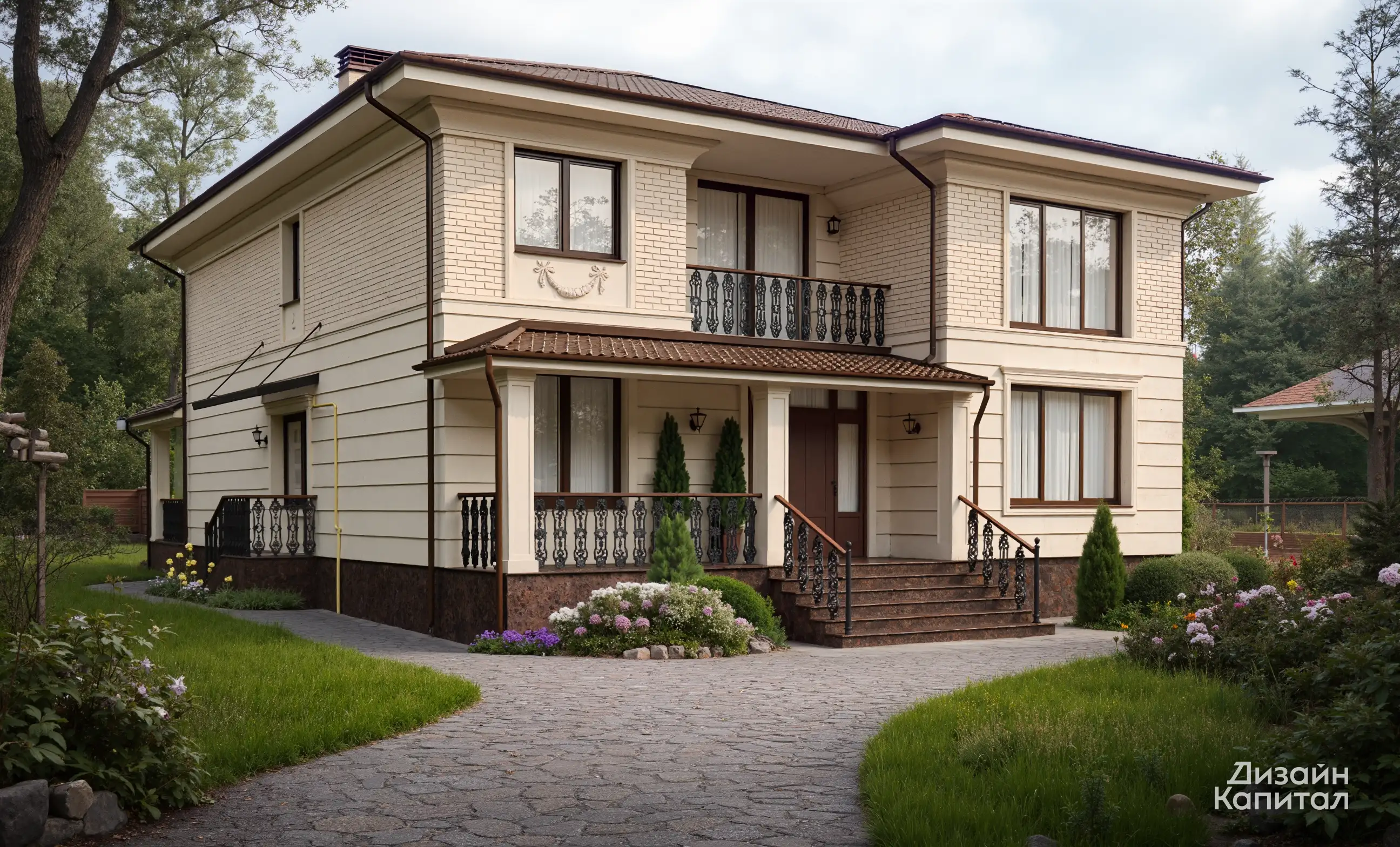 Cottage facade with Empire style rustics