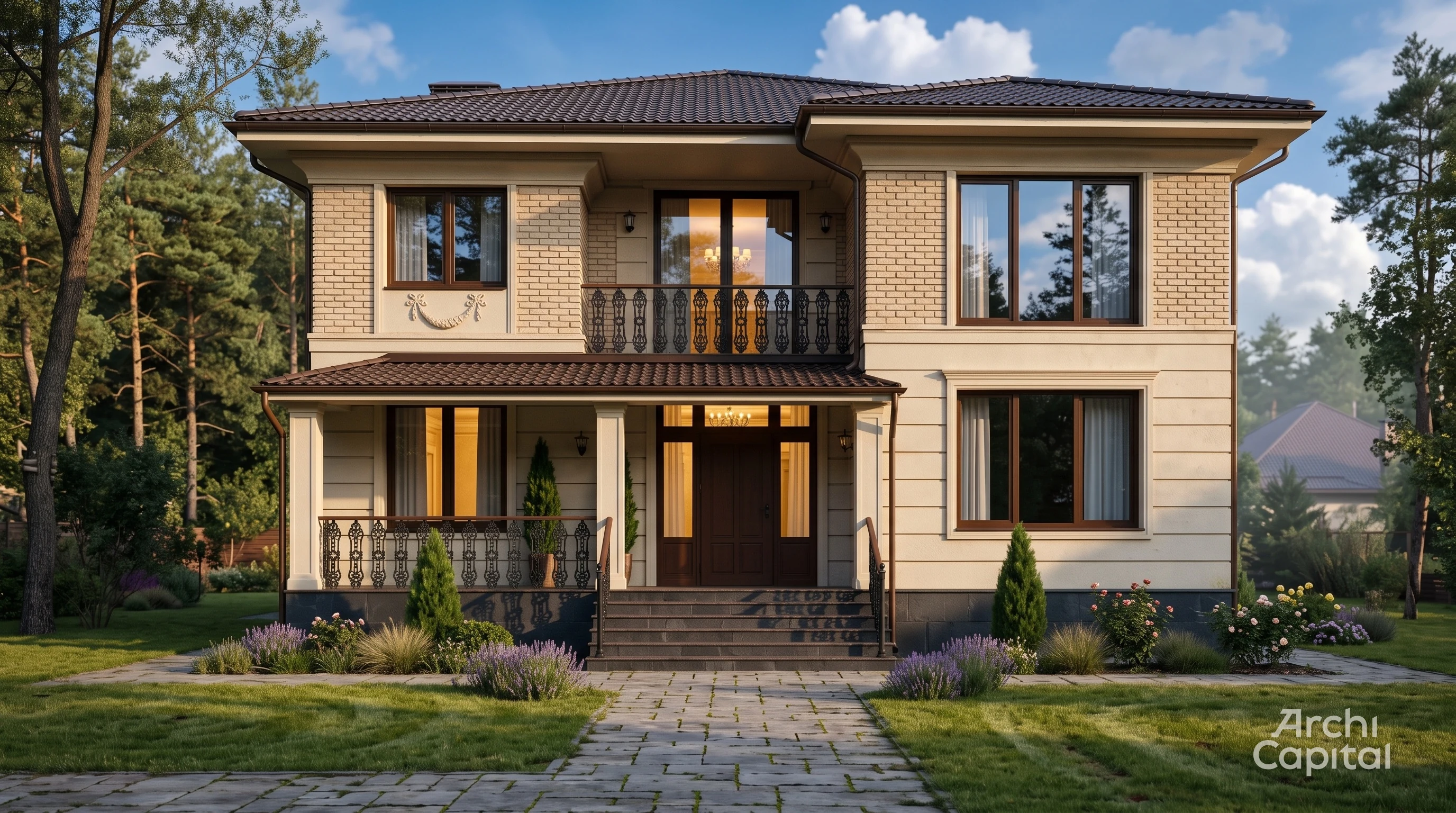Cottage facade with Empire style rustics