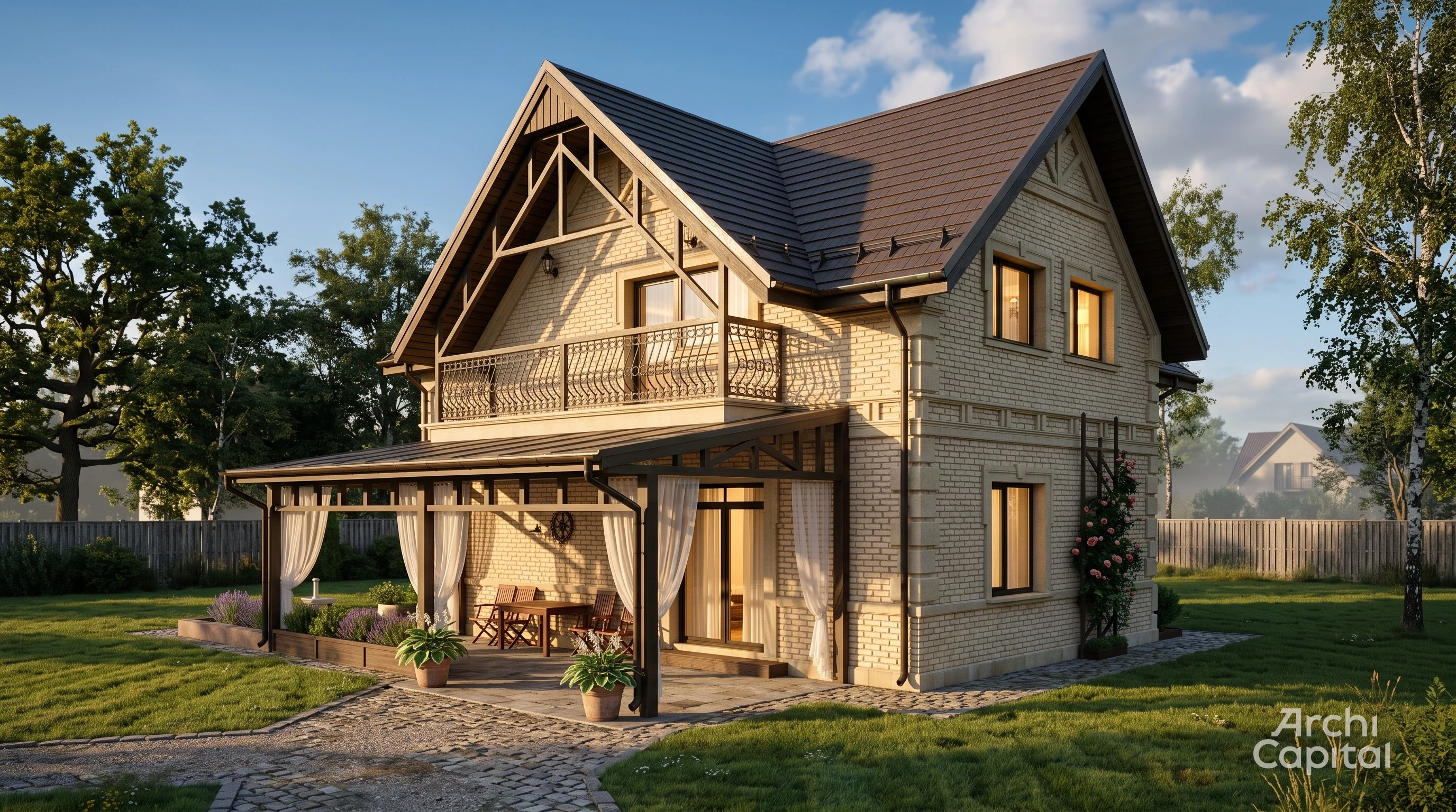 Small house in beige with terrace