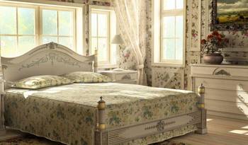 Romantic Provençal Style Bedroom: Harmony of Floral Motifs and Natural Light